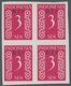 Indonesien: 1950, "3 S. RIS As Imperforated Proof Without Gum", Unused Block Of Four In Perfect Cond - Indonesien