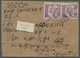 Korea-Nord: 1948, "1 W. Violet, Colour Rouletted", Vertical Pair As Multiple Franking On Return Cove - Korea, North