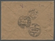 Korea-Nord: 1948, "1 W. Violet, Colour Rouletted", Vertical Pair As Multiple Franking On Return Cove - Corea Del Norte