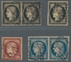 Frankreich: 1849-50, Kleines Lot Der 1. Ausgabe Mit Der 20 C. Einzeln (3y) Und Im Paar (3x, Mit Atte - Used Stamps