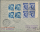 Italien: 1951. Lotto Di Due Lettere Posta Aerea Per L'Argentina La 1° Affrancata Con Blocco Di Quatt - Marcophilia