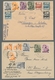 Saarland (1947/56): 1947, "1 Fr. Auf 10 Pfg. Und 2 Fr. Auf 12 Pfg. Urdruck", Vier Frankierte Bedarfs - Covers & Documents