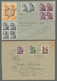 Saarland (1947/56): 1947, "1 Fr. Auf 10 Pfg. Und 2 Fr. Auf 12 Pfg. Urdruck", Vier Frankierte Bedarfs - Covers & Documents