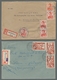 Saarland (1947/56): 1948, "4 Und 20 Fr. Saar III", Fünf Bzw. Drei Werte Je Als Portorichtige MeF Auf - Covers & Documents