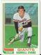 1982 TOPPS BASEBALL CARDS – SAN FRANCISCO GIANTS – MLB – MAJOR LEAGUE BASEBALL – LOT OF FIVE - Konvolute