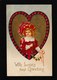 Ellen Clappsaddle - Pretty Young Girl "With Love's Fond Greeting" - Antique Postcard - Clapsaddle