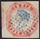 India 1854 QV 4a Blue And Red, Imperf, 4th Printing, Head III, Frame II, Pos.2, Wmk Normal, Cut-square Showing Portion O - 1854 Britse Indische Compagnie