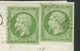 Lettre France 1853-60 Empire Napoléon III Non Dentelé 5c (2) Vert-jaune No12a. De Roquecourbe (GC 3199) à Roquecourbe - 1849-1876: Classic Period