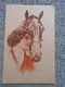 Cpa Illustrateur  Signé Femme Frau Lady Cheval Horse - Sonstige & Ohne Zuordnung