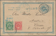 Japan - Ganzsachen: 1888/98, Stationery Used To Germany Or Austria: Koban 1 S. Blue Uprated 1 S. Gre - Postcards