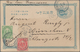 Japan - Ganzsachen: 1888/98, Stationery Used To Germany Or Austria: Koban 1 S. Blue Uprated 1 S. Gre - Ansichtskarten