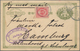 Delcampe - Japan - Ganzsachen: 1888/98, Stationery Used To Germany Or Austria: Koban 1 S. Blue Uprated 1 S. Gre - Cartes Postales