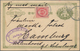 Delcampe - Japan - Ganzsachen: 1888/98, Stationery Used To Germany Or Austria: Koban 1 S. Blue Uprated 1 S. Gre - Ansichtskarten