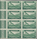 Syrien: 1934, Airmails 1pi. Green With Blank Value Field And Imperforate, Marginal Block Of Eight An - Syrie