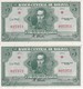 PAREJA CORRELATIVA DE BOLIVIA DE 5 BOLIVIANOS DEL AÑO 1928  SERIE W (SIN CIRCULAR - UNCIRCULATED)(BANKNOTE) - Bolivia