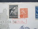 Finnland 1947 / Verwendet 1956 Umschlag Finlandia 56 Und Roter SST Ra 4 Helsinki Finlandia 56 Als Luftpost Nach Deutschl - Storia Postale