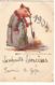 N°14393 - Carte Avec Paillettes - Souhaits Sincères 1904 - Cochon Habillé, Et Fumant Une Pipe - Anno Nuovo