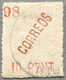 Gest. Spanish Outpost/La Union, 1898, 10 C., Red, Used, With Paper, Serrated Perf. 13 1/2, DOUBLE IMPRESSION Of CORREOS, - Philippinen