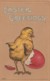 Happy Easter Greetings, Chick And Colored Egg C1910s Vintage Embossed Postcard - Pasqua