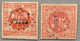 Gest. 1858, 1 P., Red, (2), Imperforated, 22x22 Mm, Blue Cancellations YQUIQUE - Lamy Coeff. 10, AREQUIPA - Lamy Coeff.  - Peru