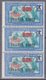 Madagascar BANDE De 3 FRANCE LIBRE 0.50f Sur 0.05f Sur 1c Bleu Et Vert-bleu  Y.et.T. Num 241 Neuf Scan   Recto Verso - Unused Stamps