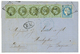 1871 Bande De 5 Du 1c(n°25) + 20c (n°37) Obl. PC Du GC 532 + B.M + Convoyeur PAUILLAC / VERD.BA En Bleu Sur Lettre Ss Te - Autres & Non Classés