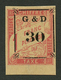 GUADELOUPE : TAXE 30 S/ 1F (n°14) Bord De Feuille Neuf *. Tirage 1150. Cote 440€. Signé BRUN. Superbe. - Other & Unclassified