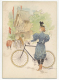 DENMARK Signed Artist Paul Fischer Original Greeting Card C.1900 Girl With Bike S. Friedländer # 504 - Dänemark