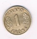 1 KRONA 1962 IJSLAND /1211// - Islandia