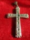 Petite Croix Pendentif Religieux Ancienne / Incrustée De Strass/ Czechoslovakia / Tchecoslovaquie/Vers 1920-30      CRX8 - Religion & Esotericism