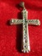 Petite Croix Pendentif Religieux Ancienne / Incrustée De Strass/ Czechoslovakia / Tchecoslovaquie/Vers 1920-30      CRX8 - Religion & Esotérisme