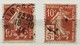 YT 146 147 (°) Oblitéré 1914, Semeuse Fond Plein 10c+5c Croix-rouge (côte 10 Euros) - Used Stamps