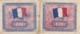 Lot Of 2 France #114a And #114b, 2 Francs 1944 Fine Banknotes, 1 Is Series 2 - 1944 Flag/France