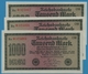 DEUTSCHES REICH 3x 1000 Mark Code OM  15.09.1922	# Ra * 024067/68/69 P# 76g - 1000 Mark