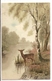 AN 1111, OLD FANTASY POSTCARD ,  FINE ART , PAINTINGS , DEER , - Autres & Non Classés