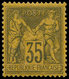 ** FRANCE - Poste - 93, Signé Roumet, Bon Centrage: 35c. Violet-noir Sur Jaune - 1849-1850 Cérès
