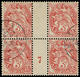 O FRANCE - Poste - 108, Type IA, Bloc De 4, Millésime "7": 3c. Blanc - 1849-1850 Cérès