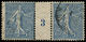 O FRANCE - Poste - 132, Paire Millésime "3": 25c. Semeuse Lignée Bleu - 1849-1850 Cérès
