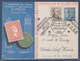 = Carte Postale Espagne Exposition Du Cercle Philatélique Et Numismatique De Barcelone 18 Juin 1950 Avec 2 Timbres - Brieven En Documenten