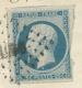 N° 10 BLEU NAPOLEON SUR LETTRE / CAEN SUR ORNE POUR COUTANCES / 1853 / BOITE RURALE E - 1849-1876: Période Classique