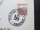 Böhmen Und Mähren Einschreiben Vorderseite R-Zettel Moravska Ostrava U. Befreiungsstempel Wir Sind Frei! Oderfurt - Lettres & Documents