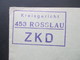 DDR ZKD 1966 Kreisgericht 453 Rosslau Tagesstempel Rosslau (Elbe) Rückseitig Stempel Mit Den Sprechstunden - Lettres & Documents