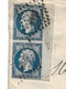 France  Paire Grand Bord De Feuille  N° 14a  Lyon 21/01/1857 à Saint Bonnet Le Château Le 22/01 "1818"  TB   - 1853-1860 Napoléon III