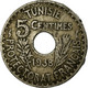 Monnaie, Tunisie, Ahmad Pasha Bey, 5 Centimes, 1938, Paris, TB+, Nickel-Bronze - Tunisia