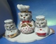 VTG Pottery Russia Gardner Verbilky CATS Figural Salt Pepper Shaker Bottle Tray - Autres & Non Classés