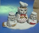 Delcampe - VTG Pottery Russia Gardner Verbilky CATS Figural Salt Pepper Shaker Bottle Tray - Other & Unclassified