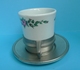 Old VTG Germany SKS Design ZINN 95% Metal Tea Coffee Cup Holder Cup Saucer Set - Sonstige & Ohne Zuordnung