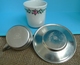Delcampe - Old VTG Germany SKS Design ZINN 95% Metal Tea Coffee Cup Holder Cup Saucer Set - Altri & Non Classificati