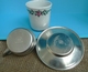 Delcampe - Old VTG Germany SKS Design ZINN 95% Metal Tea Coffee Cup Holder Cup Saucer Set - Otros & Sin Clasificación