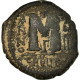Monnaie, Justin II, Follis, 573-574, Antioche, TB+, Cuivre, Sear:379 - Bizantine